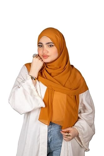 Mila Basic Chiffon Scarf - Classy Gift for Special Occassions - Luxurious Fabric - Stylish & Ideal Accessory - Women's Hijab - Size (75x180) cm - طرحة شيفون كريب عريض ساده - حجاب Apparel head neck covering