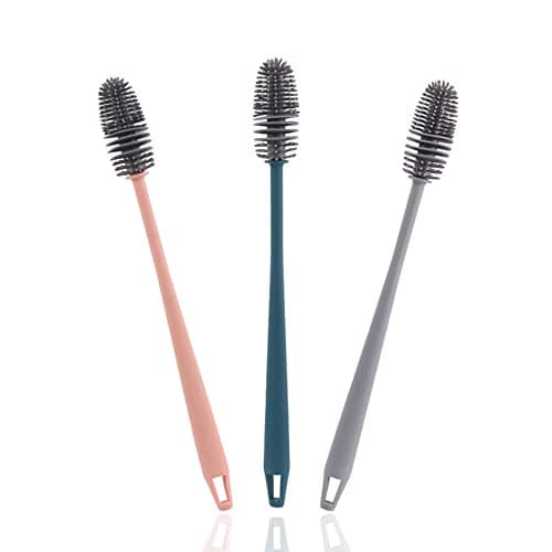 SVUPUE Bottle Cleaning, Bottle Brush, Long Handled Cleaning Brush, Silicone Dish Brush, 33 x 3.5CM, 3PCS