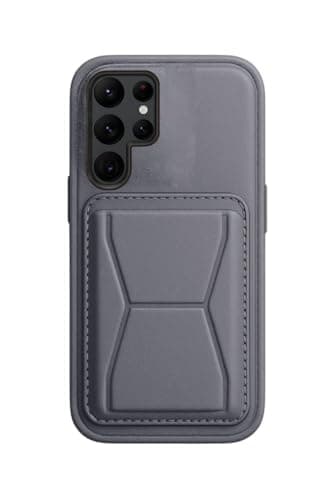 3M Store Leather Case Compatible for SAMSUNG S25 ULTRA Shockproof Leather Back Card Storage & case built-in Stand PU leather for a stylish look, comfortable grip (Gray) Cellular phone case