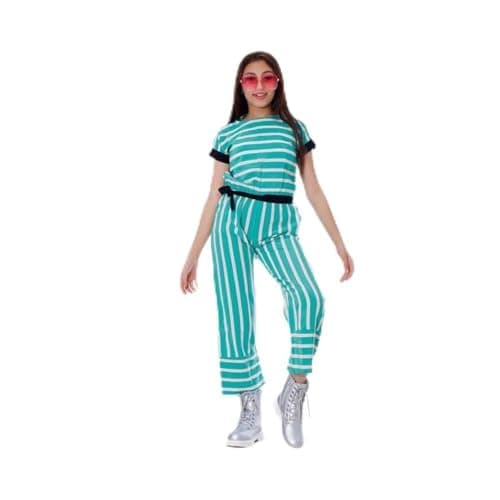 BEBO Girls Jumpsuit Pants Half Sleeve Belt 10 Years - Green One piece outfit