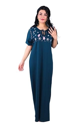 Dadoush Women's Plus Size Long Nightgown, Short Sleeve Maxi Nightgown, Comfortable and Stylish Nightgown, Long Nightgown, Lounge, Home Nightgown nightshirt