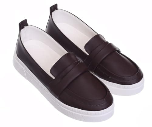 B&W womens B&W-W076-Brown Sneaker Shoes