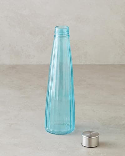 Generic Glass bottle ideal for water, juices, and cold drinks, High-quality glass, Airtight stainless steel lid, Practical and stylish for daily use, Available in multiple colors, .za