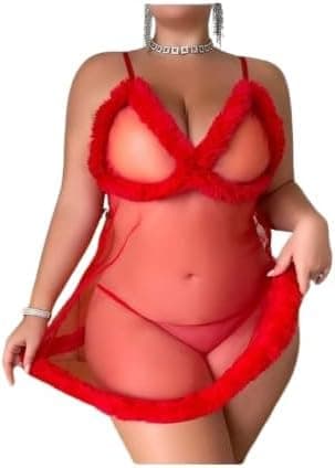 لانجيري نسائي شفاف HN 1016 من التول والفرو – تصميم أنثوي مثير ومريح | حتى 120 كجم