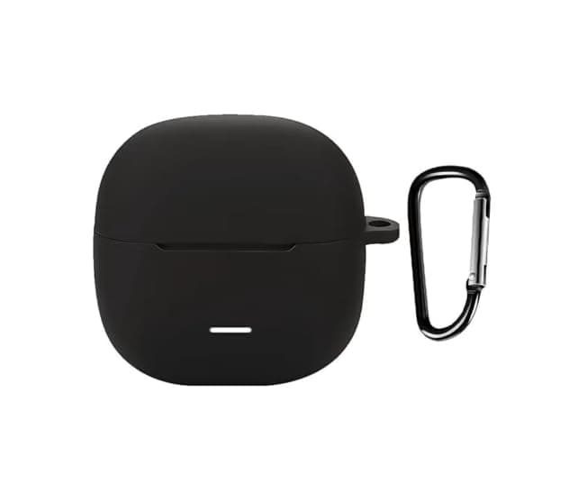 Silicone Protective Case with Keychain for Xiaomi Redmi Buds 6 Lite – Black Portable electronic device cover