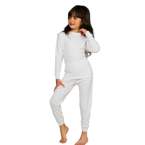 Cotton Zone Kids boys and girls organic cotton thermal Underwear set light grey Coordinated outfit