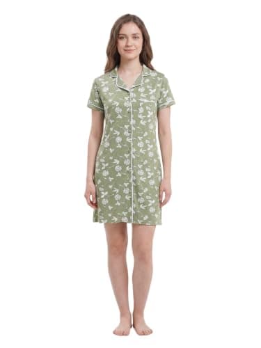 CAESAR Womens Women's nightshirt with buttons down the front Women's nightshirt with buttons down the front