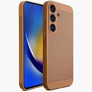 Cover Case For (Compatible with Samsung S25) Heat Dissipation Case with Built-in Camera Lens Protector Slim Fit Breathable Cooling Anti-Fingerprint Hard PC Back Shockproof Cover (Brown) Cellular phone case