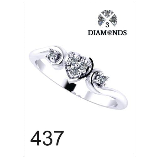 3 Diamonds 3370159539537 Platinum Plated Ring for Women with Zircon Stone - Silver