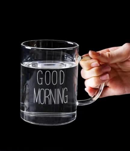 Home product image 460 ML Good Morning Clear Glass Cup For Coffee/Milk/Tea/Water ‎كوب شفاف لصباح الخير سعة 460 مل للقهوة/الحليب/الشاي/الماء Drinking cup