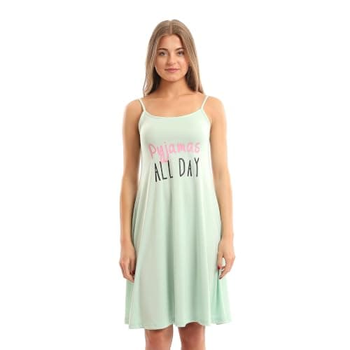 Andora Printed "Pyjamas All Day" Cotton Nightshirt - Pastel Green_4XL