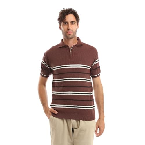 Andora Mens Casual Knitted Striped Summer T-Shirt (pack of 1)
