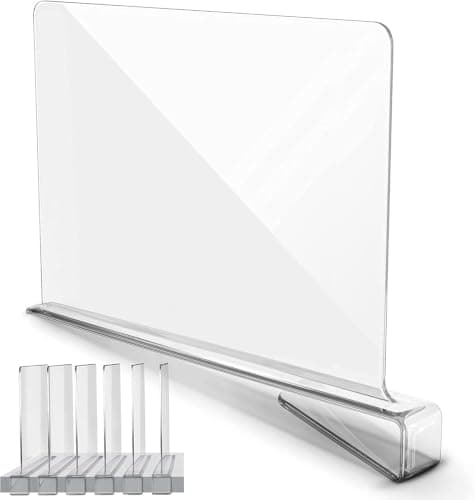 Clear Acrylic Closet Shelf Dividers for Organizing Clothes Bags and Shoes