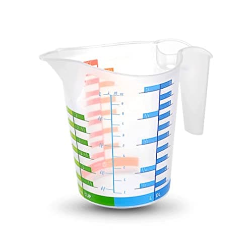 Measuring Cup BPA Free Measuring Multi-Purpose Liquid and Dry Use Plastic Colored - Non-Slip silicone base-Break resistant 1000ML