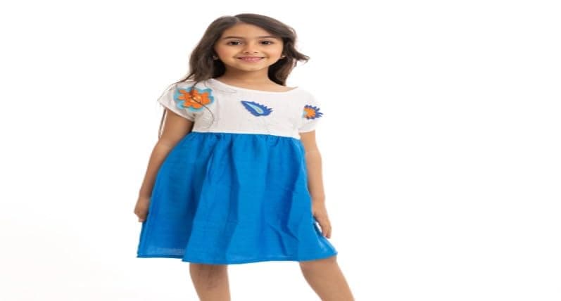 lovely land girls White*blue Short Sleev Dress with Chest Stitching Dress (pack of 1)