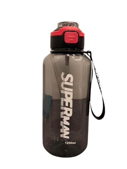 Generic Sports Water Bottle, 1200ml Capacity, Pink, Lightweight Portable Design for Workouts and Travel. (Black)
