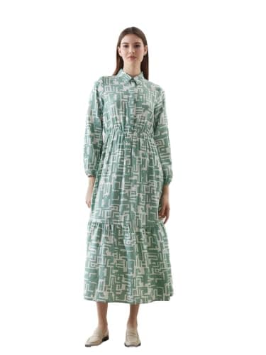 LC WAIKIKI Woman Button-Down Collar Patterned Dress