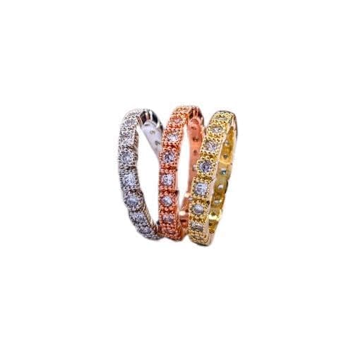 3 Diamonds 292474661779490 3-Ring Set - Silver, Gold, Rose Gold, Platinum Plated & High-Quality Gold