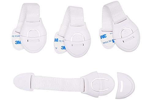 KitschKitsch® 4pcs Baby Infant Child Proofing Safety Locks Latches Door Cupboard Cabinet Fridge Drawer Locks (White) Teether