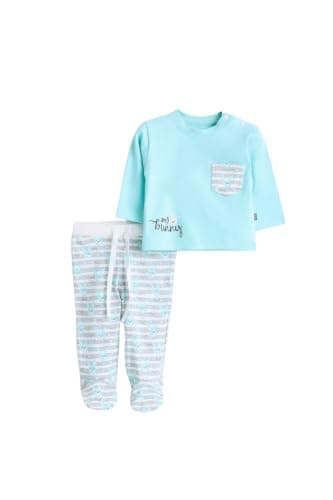 Junior Baby Boys 2-Piece Autumn Outfit Set – Long Sleeve Printed T-Shirt & Soft Pants, Cotton Blend Infant Clothing Set, Multicolor, 12 Coordinated outfit