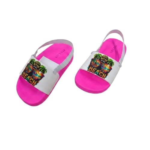 N ان Girls Beach Graphic Slide Sandals With Back Strap