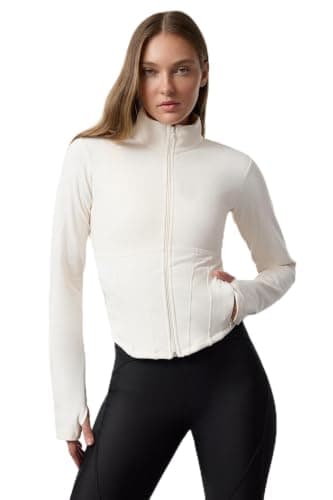 Trendyol Soft Knitted Sports Jacket - Ecru, Thumb Holes, Brushed Thmaw25Sk00001,Ecru S Coat