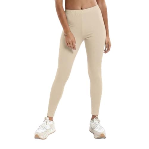 Cottonil Women's Cotton High Waisted Leggings, Full Length, Stretchy Tights Pants