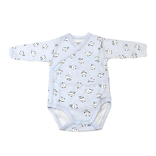 Papillon Cotton Long Sleeves Bodysuit Printed Panda For Boys-Turquoise, 0 Months One piece outfit