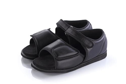 Max Comfort Wide Adjustable Comfort Medical Shoe, 2 Adjustable Straps, Lightweight, Suitable for Daily Use, Black (45)