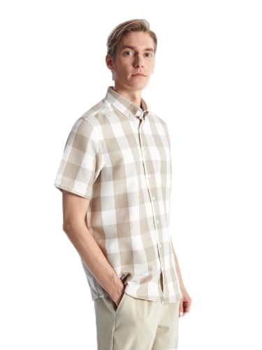 LC WAIKIKI Man Regular Fit Men's Short Sleeve Plaid Dobby Shirt