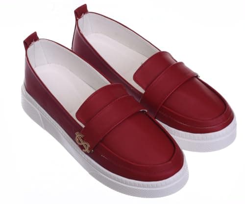 B&W womens B&W-W074-Burgundy Sneaker