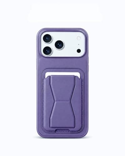 3M Store Leather Case Compatible for IPHONE 17 PRO MAX Shockproof Leather Back Card Storage & case built-in Stand PU leather for a stylish look, comfortable grip (lavender)