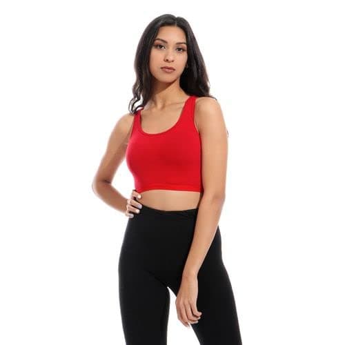 Full Coverage Non-wired Cross Back Sportive Bra For Women - Red