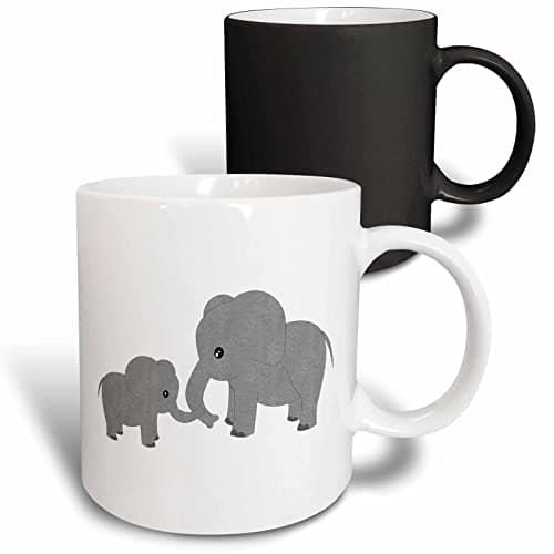 3dRose "Mom and Baby Elephant - Magic Transforming" Mug, Ceramic, Black/White, 10.16 x 7.62 x 9.52 cm Drinking cup