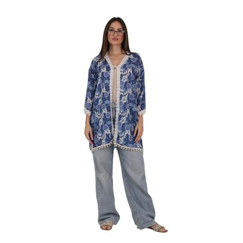 ZECOTEX Women's Floral Cardigan Cotton | Open-Front, Casual Chic Style, Lightweight | Spring Summer Autumn, Sizes M to XL Sweater