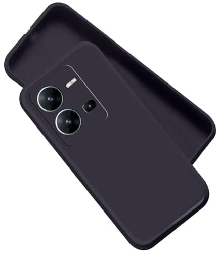 Liquid Silicone Case with Camera Protection Microfiber Lining for Vivo V25E V25 5G (Black) Cellular phone case