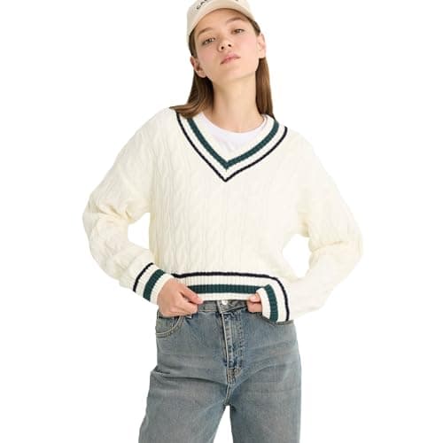 DeFacto Womens Regular Fit V Neck LONG SLEEVE Tricot Pullover C7321AX Pullover (pack of 1)