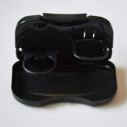 Car Seat Back Foldable Drink Holder Cup Holder Bottle Food Table Foldable Travel (Black) -AGA