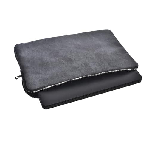 Accelerate Embossed Gray Black Faux Leather Laptop Sleeve, 15-15.6 inch, with Zipper Pocket - Slim Case for MacBook & Laptops Portable electronic device cover