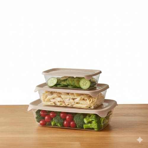 Plastic Rectangular Food Container with Lids Set of 3, BPA Free, Microwave and Fridge Safe, 250ml, 500ml, 900ml Food storage container