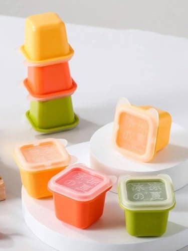 Generic Set of versatile containers with silicone lids, 6-piece set, Suitable for sauces in lunchboxes, Can be used to make ice cubes for fresh juices, .sa