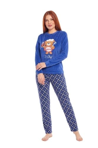 Project Z Women's Pajama Set 2 Piece Long Sleeve Top & Long Plaid Pants - Lorina 3173 - Comfortable Home Wear for Sleep and Relaxation, Color Multi - Sizes from L to 2XL