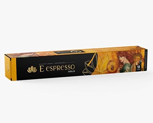 E espresso Gold 12 Strong Intensity 10 Aluminium Capsules compatible with Nespresso Machines Coffee