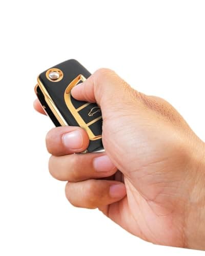 3 Buttons TPU Car Key Fob Cover Black Gold Full Protection Flip Key (Black X Gold) Auto key shell