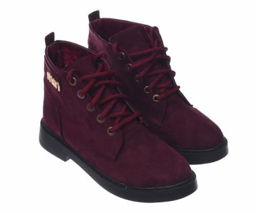 B&W womens B&W-W059-Burgundy Sneaker Boot