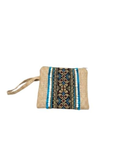 Burlap Bag for Women Summer Beach Bag Bohemian Clutch Bag Assorted Style | Various Designs, Beach, Zipper Top, Decorative Patterns, Women's Handbag