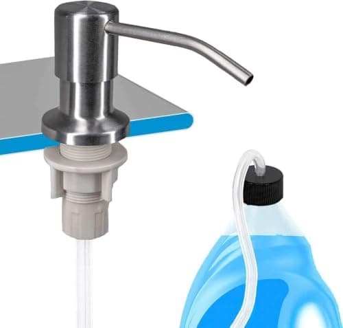 Stainless Steel 304 Soap Dispenser Pump with Silicone Extension Tube for Direct Connection to Large Bottles 360 Degree Rotation Kitchen Sink Pump