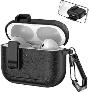 Foldable Stand Case, Premium Shockproof Leather Protective Case (Compatible with AirPods Pro 3 Generation (2025) with Keychain For AirPods Pro 3 (Black)