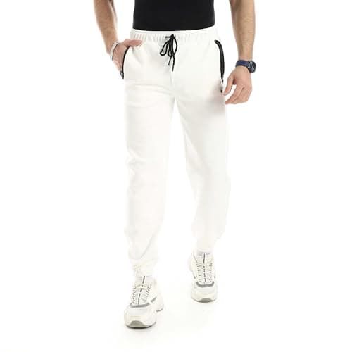 Red Circle Mens Plain Slip On Elastic Waist Sweatpants - White Sweatpants Pants