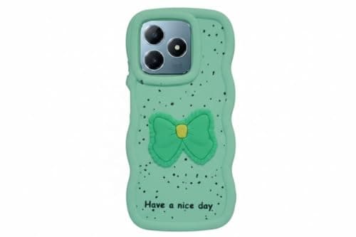 Compatible Case with Realme C63, [Drop Protection] 3D Bow Pattern Soft TPU Shockproof Phone Case Full Body Protection (Mint Green) Cellular phone case